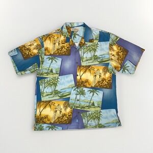 Tommy‎ Bahama Silk Island Artwork Collectible Shirt Large L Large Hawaiian Beach